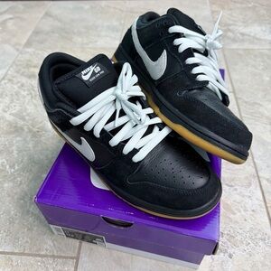 Nike SB Dunk Low Pro in Black and White with Gum Sole